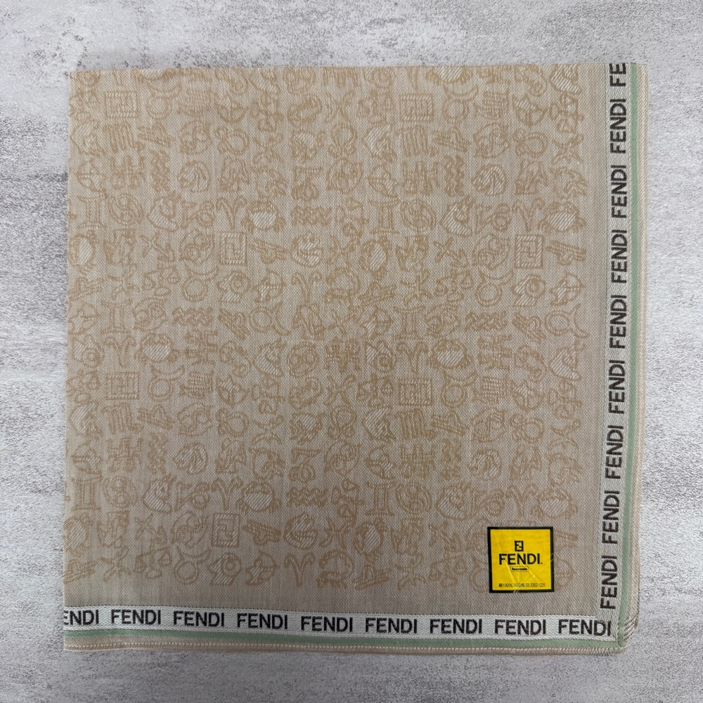 Fendi Beige Monogram vintage handkerchief cotton